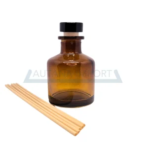 Difusor vidrio ámbar 50 ml con varillas beige
