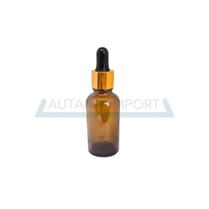 Frasco gotario 30 ml vidrio ámbar con pipeta negra/dorada
